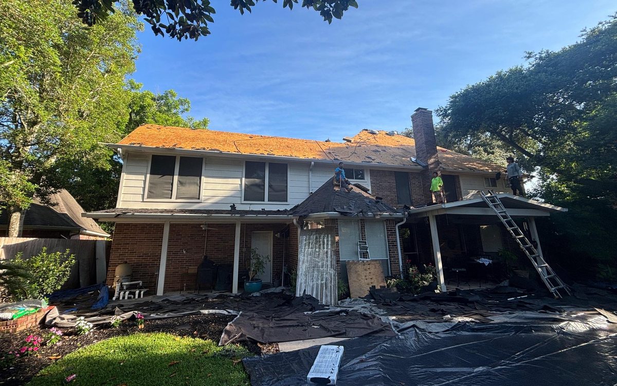 Roof work by Trophy Exteriors in Conroe