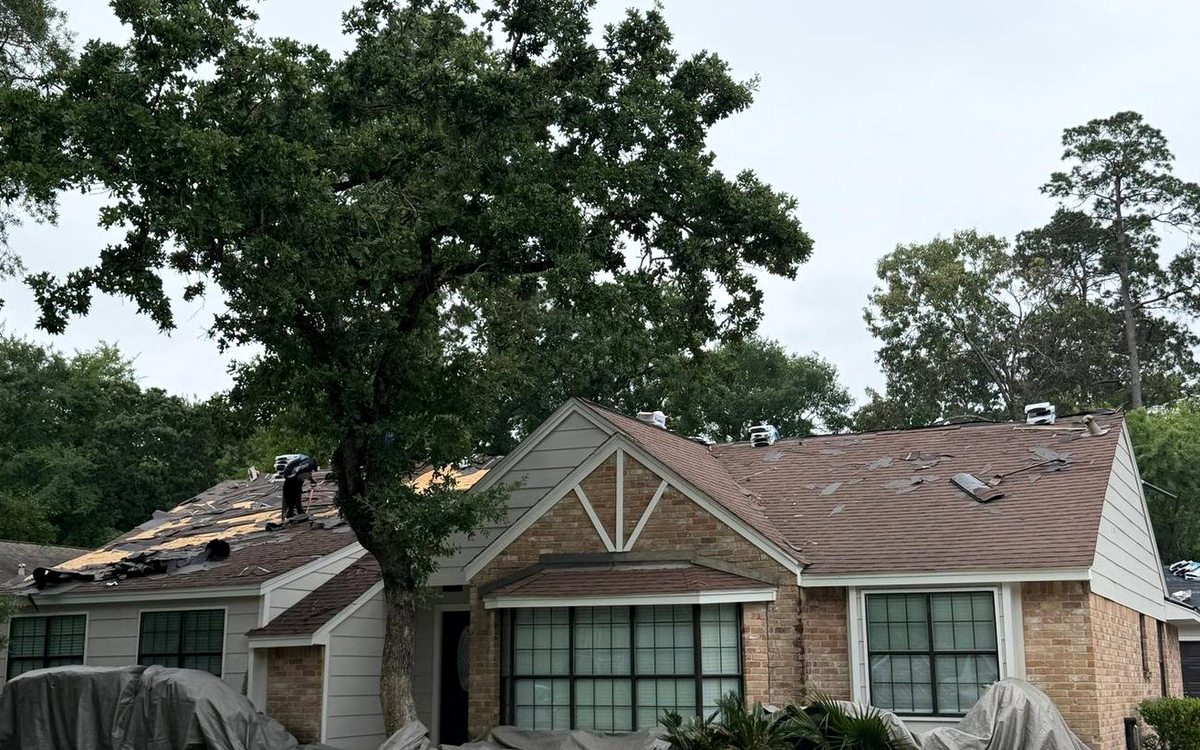 Roof work by Trophy Exteriors in Houston