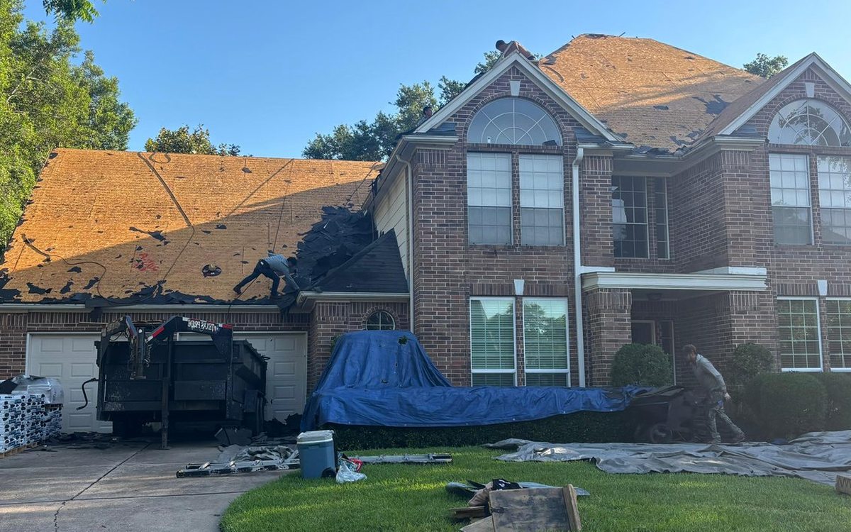 Roof work by Trophy Exteriors in Houston