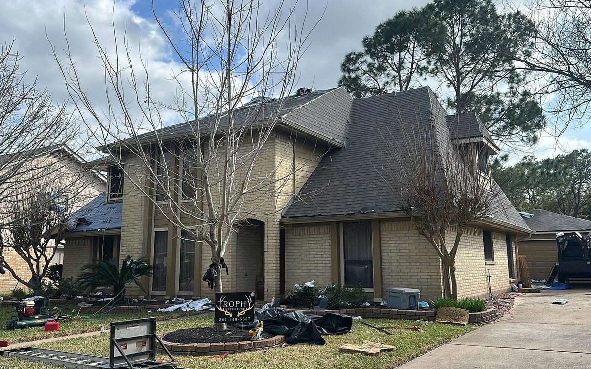 Roof work by Trophy Exteriors in Conroe