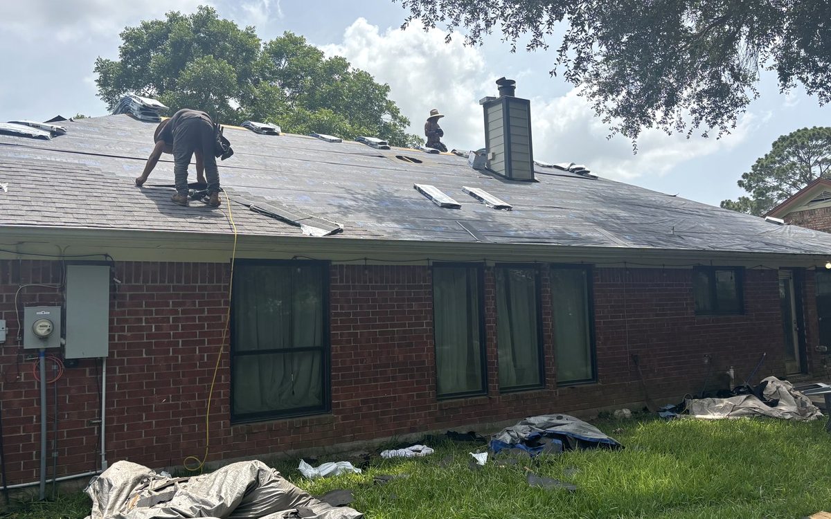 Roof work by Trophy Exteriors in Houston