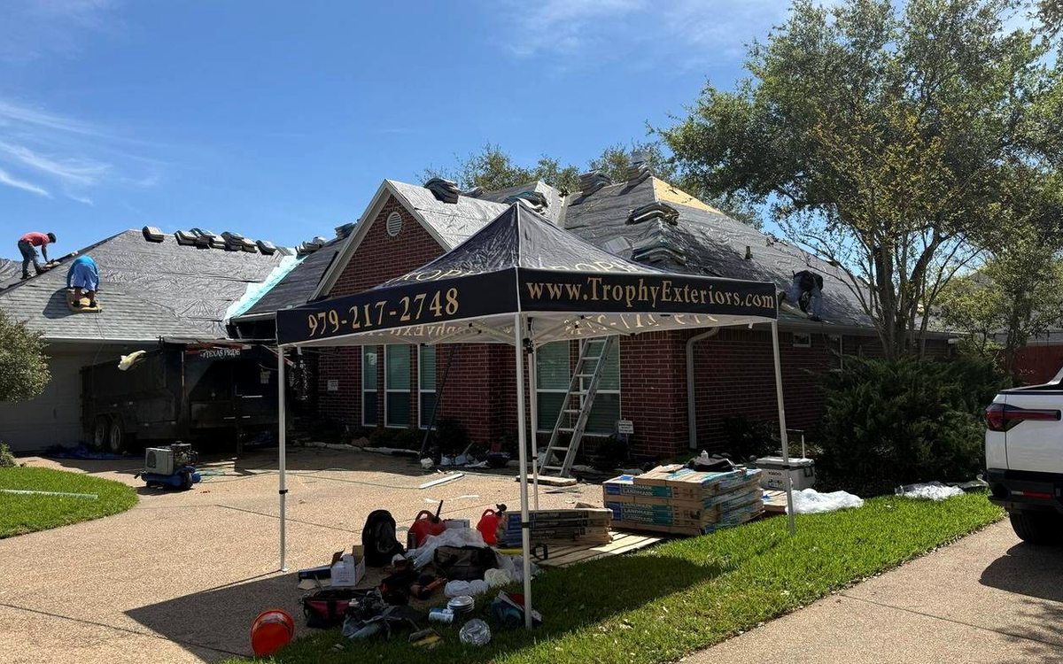 Roof work by Trophy Exteriors in Austin