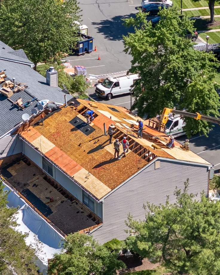 Roofing crew at work